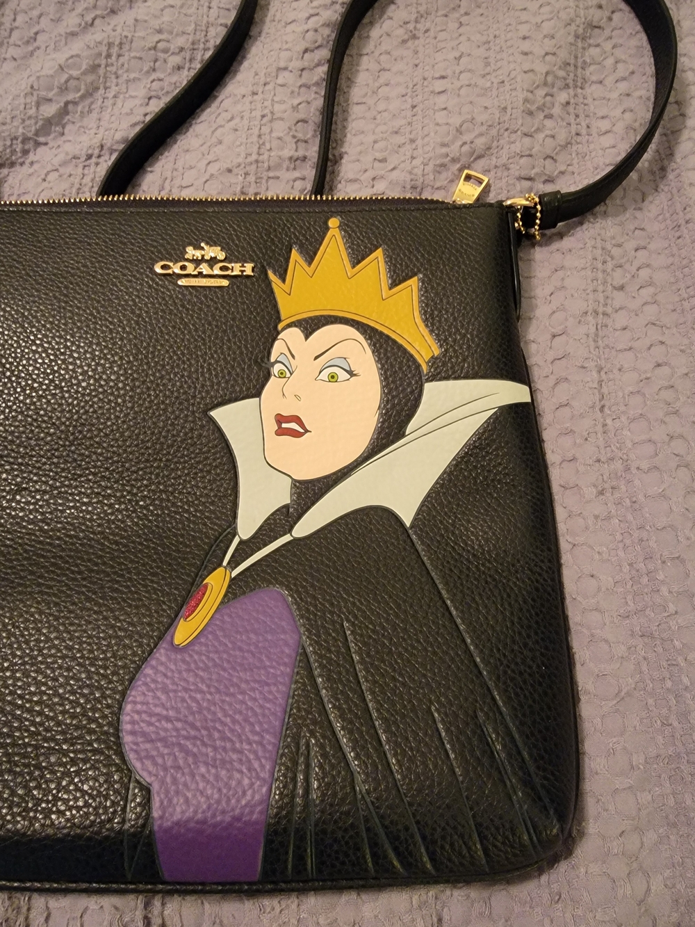 Coach Disney X Coach Evil Queen Rowan File Black Pebbled Leather Crossbody Bag